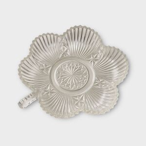 Vintage Clear Crystal Clover Glass Candy / Trinket Dish or Ashtray